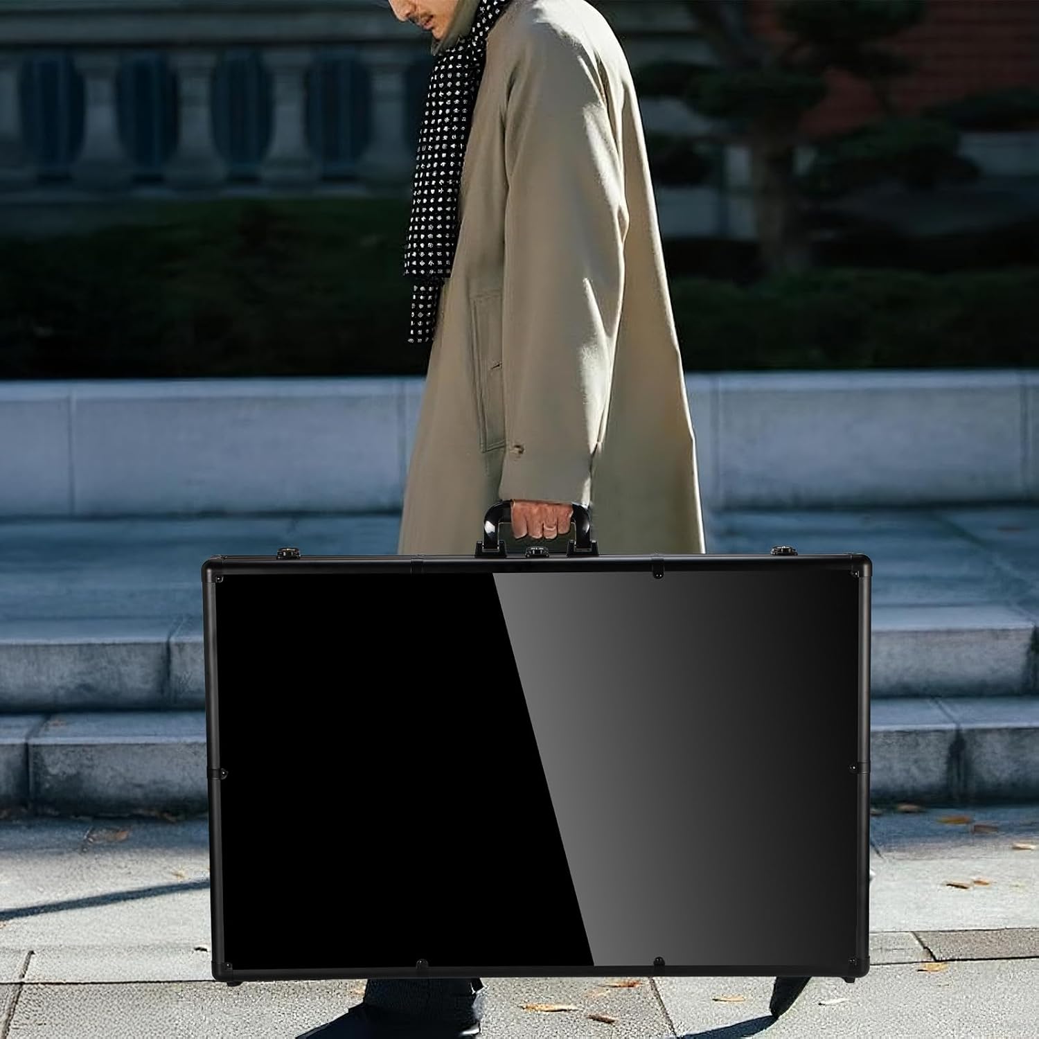 Large Green Cards Trade Show Display Case, Portable Aluminum Trading and Graded Card Display Frame with Locks, Table Top Aluminum Holder with Clear Acrylic Showcase for Jewelry Craft Collector Shows