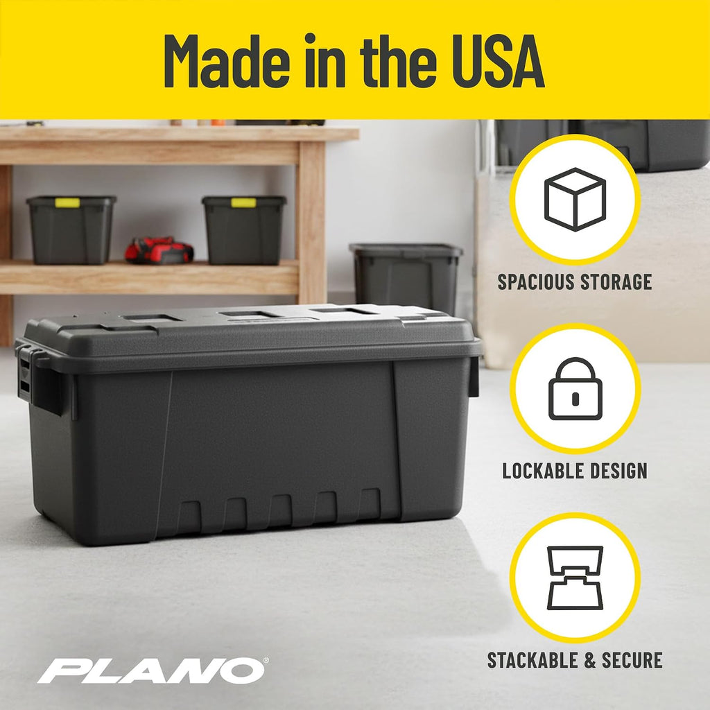 Plano 4 Pack Medium Sportsman's Trunk for Outdoor or Indoor Gear and Tools for Hunting, Camping and Fishing Equipment, Rugged Organization, Black
