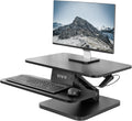 VIVO Black Height Adjustable 25 inch Standing Desk Converter, Compact Sit Stand Tabletop Monitor Riser Workstation, DESK-V001G