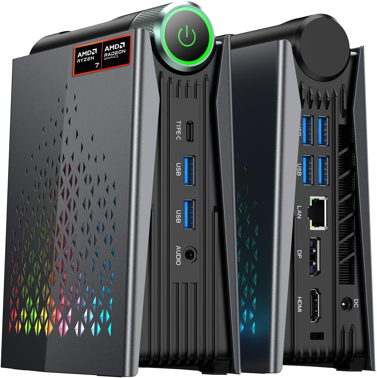 ACEMAGICIAN S3A Mini PC, Ryzen 7 8745HS[up to 4.9Ghz], 16GB DDR5 512GB NVMe SSD Mini Computers with AMD Radeon Graphics 780M, RGB Lights/WiFi6/BT5.2/Dual Channel/3 Modes Mini Desktop