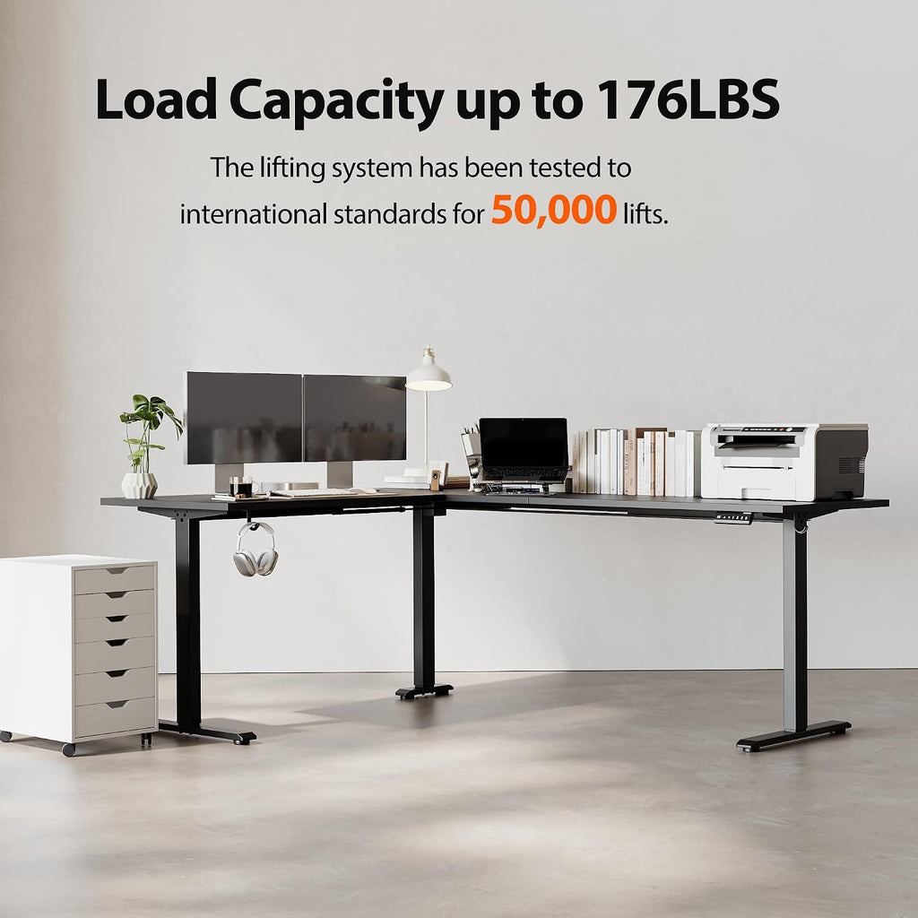 Agilestic L-Shaped Standing Desk Adjustable Height, Electric Corner Standing Desk, Sit Stand Up Desk, 75x61 inch Sit Stand Computer Table, Black