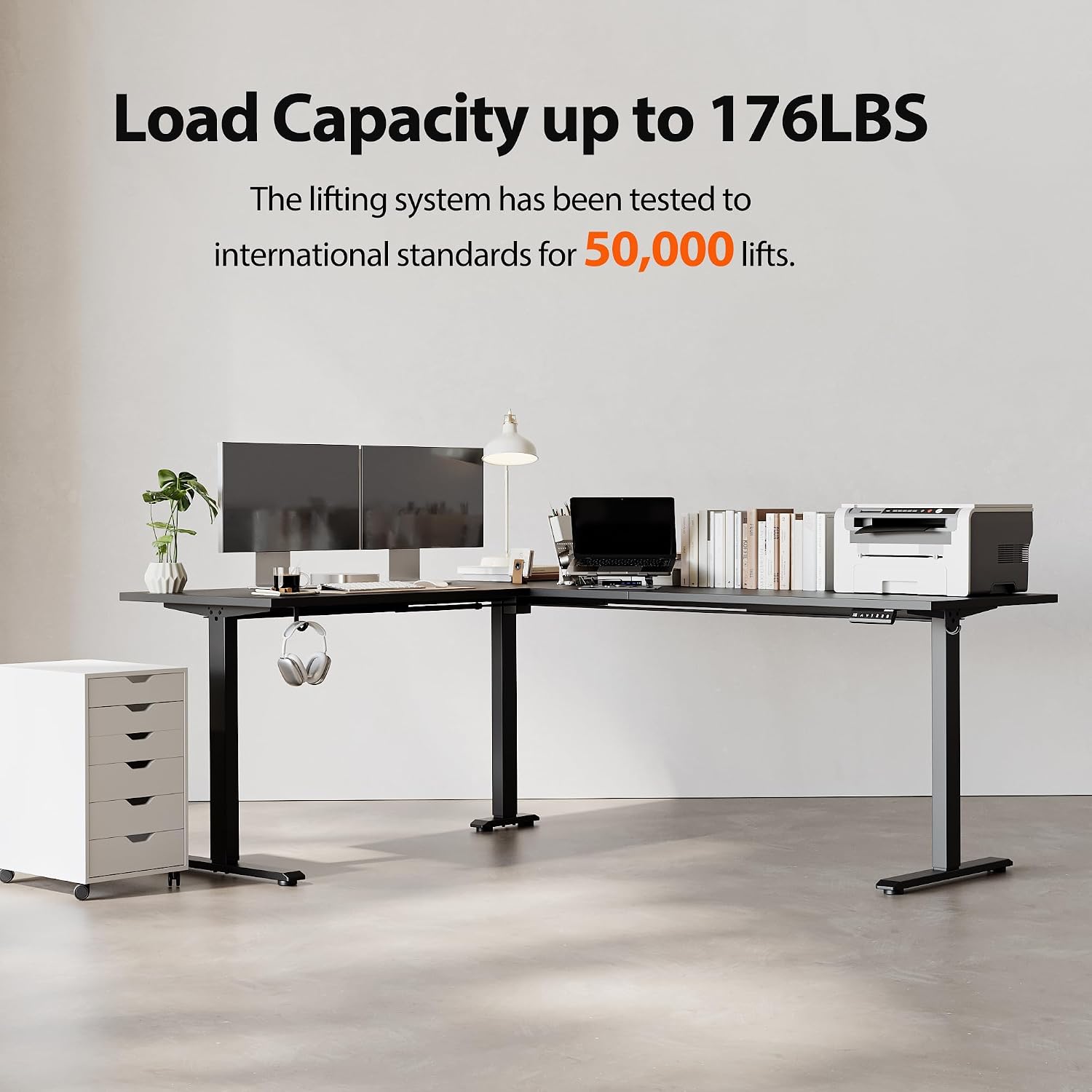 Agilestic L-Shaped Standing Desk Adjustable Height, Electric Corner Standing Desk, Sit Stand Up Desk, 75x61 inch Sit Stand Computer Table, Black