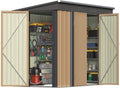 Patiowell 8x4 FT Outdoor Storage Shed, Metal Tool Sheds with 3 Doors, Brown