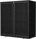 Mrosaa Outdoor Storage Cabinet Waterproof with Shelf,Resin Storage Sheds Outdoor Cabinets for tub Towels/Chemicals/Grill Items/Patio/Garden/Backyard, Size 34.3''L*15''W*36.2''H（Black）