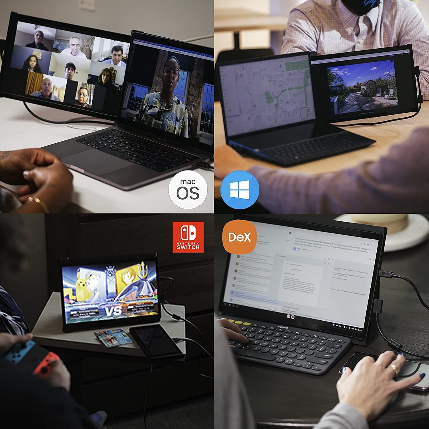 Mobile Pixels Duex Plus Portable Monitor for Laptops, USB C/USB A Plug and Play 13.3' Laptop Screen Extender