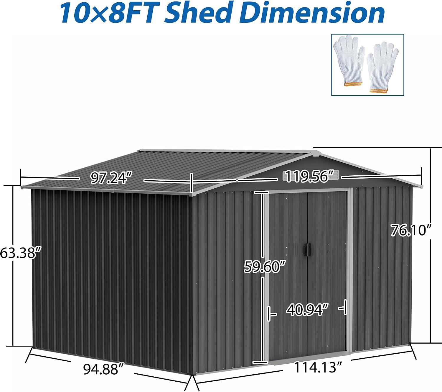 10x8 FT Outdoor Storage Shed with Sliding Doors & Air Vents - Aluminum Frame, Weatherproof Metal Shed for Garden, Backyard, Patio Equipment