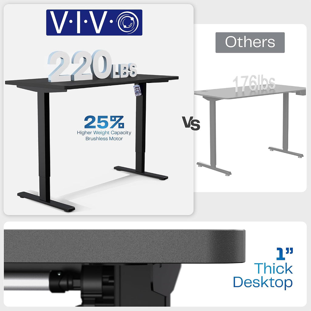VIVO Electric 48 x 30 in Rustic Standing Desk, Memory Height Adjustment, 1B Series, Holds 220 lbs, One-Piece Vintage Brown Top, Black Frame, DESK-KIT-1B5N
