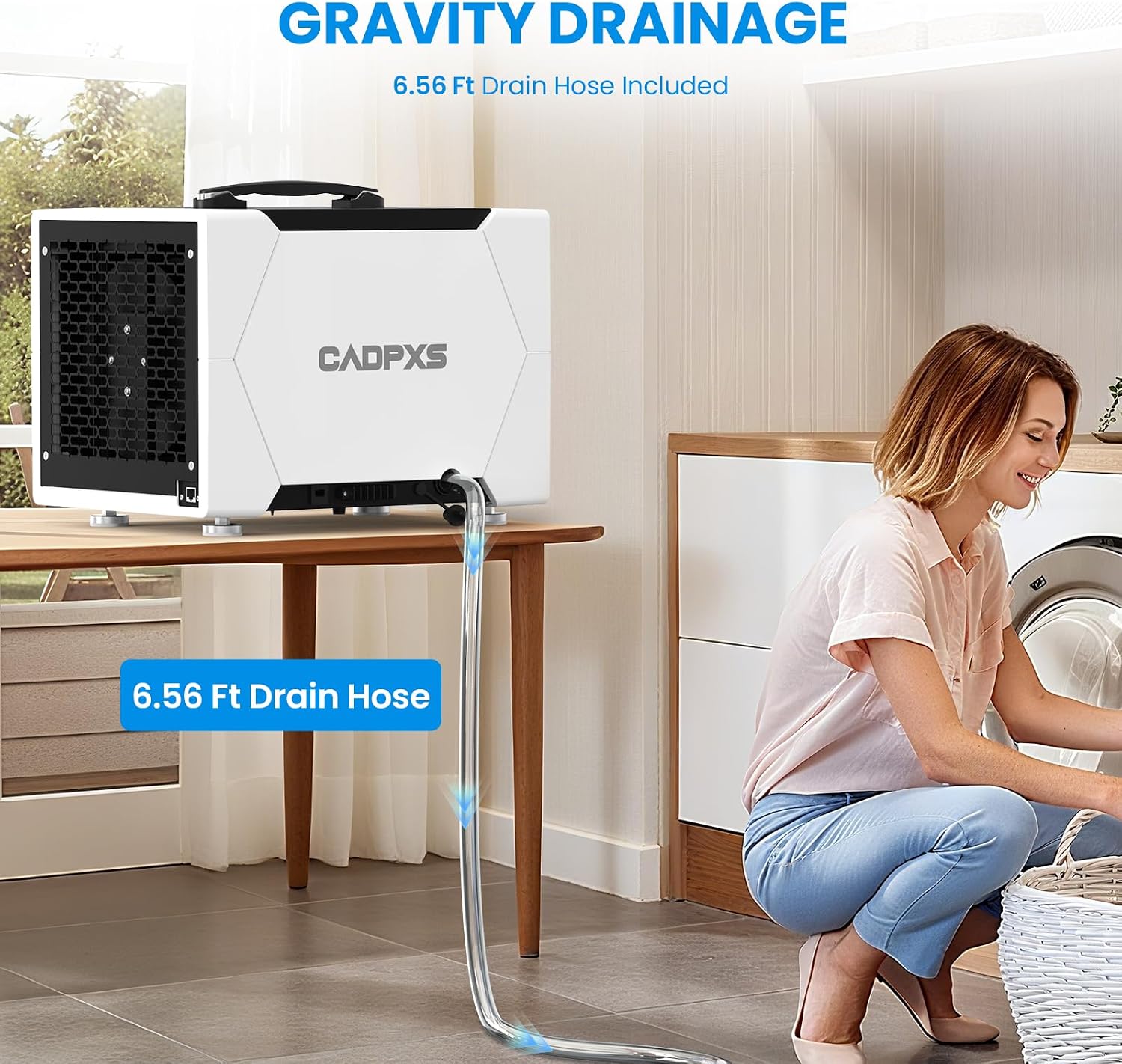 CADPXS Crawl Space Dehumidifier with Drain Hose, 80 Pint Commercial Dehumidifier for Basement, Home Use, Water Damage, Auto Defrost, Memory Start, cETL, Up to 1000 Sq Ft, 5 Years Limited Warranty