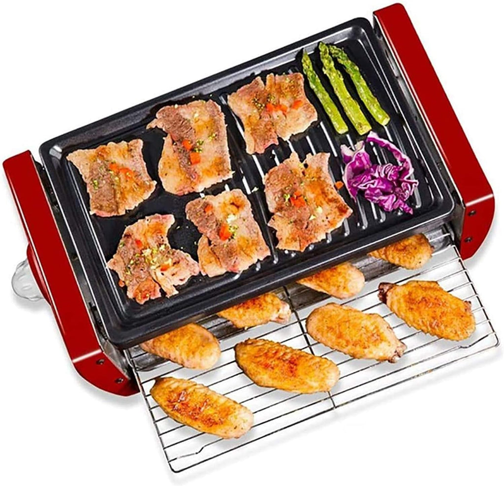 1200W Multifunction Electric Grill Double-layer Household Smokeless Electric Pan Indoor Grill,Household Nonstick Electric Griddle