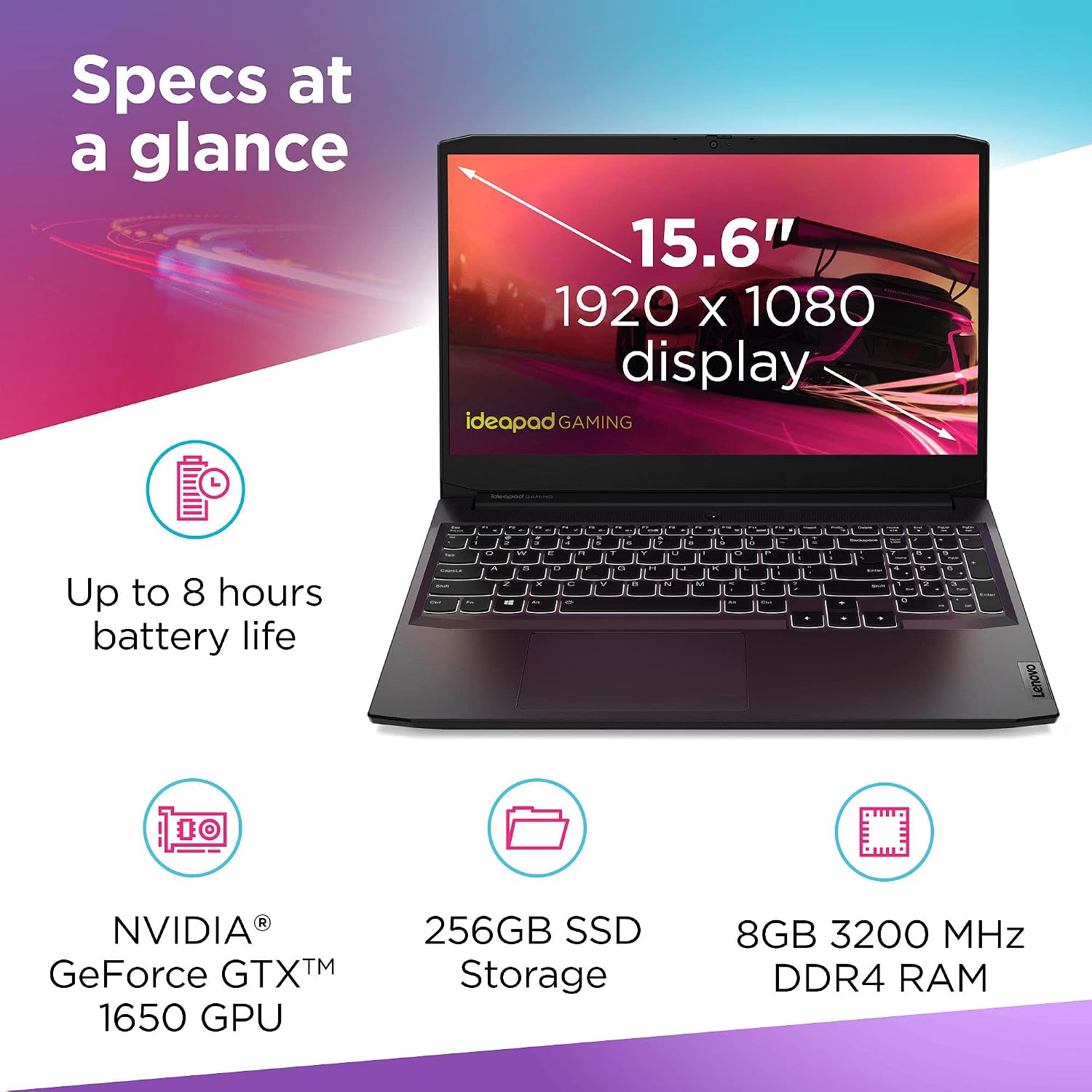 Lenovo - 2021 - IdeaPad Gaming 3 - Laptop Computer - 15.6' FHD Display -120Hz - AMD Ryzen 5 5600H - 8GB RAM - 256GB Storage - NVIDIA GeForce GTX 1650 - Windows 11 Home