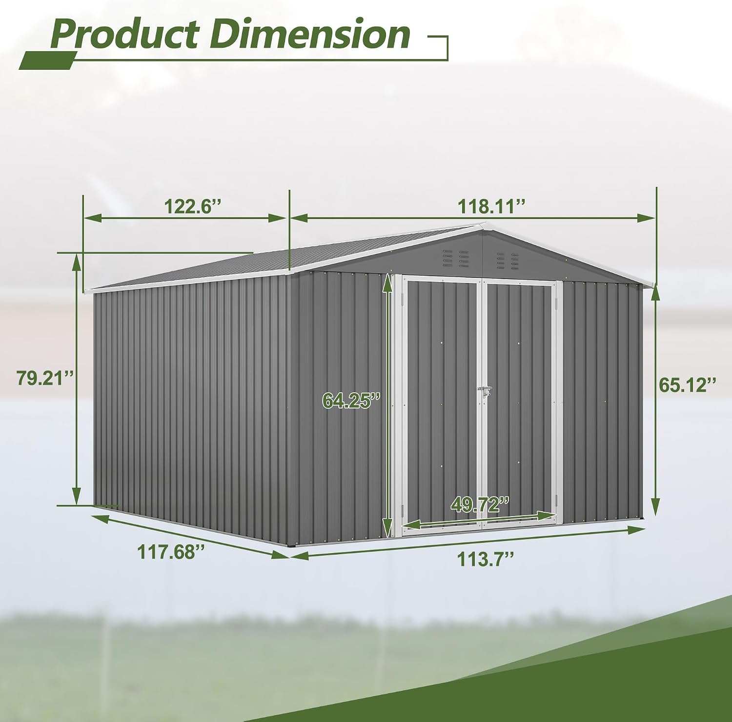 10x10 Ft Sheds & Outdoor Storage - Large Metal Outdoor Storage Shed with Floor Frame Large Heavy Duty Tool Storage She Shed (10x10 Ft)