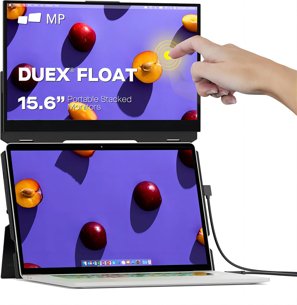 Duex Float New Mobile Pixels 15.6' Stacked Portable Monitor, FHD IPS Portable Touchscreen (Built-in Kickstand), USB C/HDMI Laptop Screen Extender (Optional Magnets), Windows, MacOS, ChromeOS, Switch