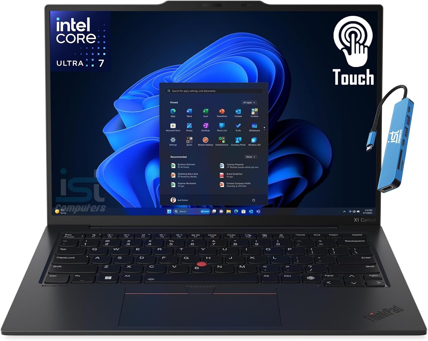 Lenovo ThinkPad X1 Carbon Gen 12 Laptop (14' FHD+ Touchscreen, Intel Core Ultra 7 165U vPro, 32GB DDR5, 1TB SSD), Fingerprint Reader, Backlit, IR Webcam, 2X Thunderbolt 4, IST HUB, Win 11 Pro, AI PC