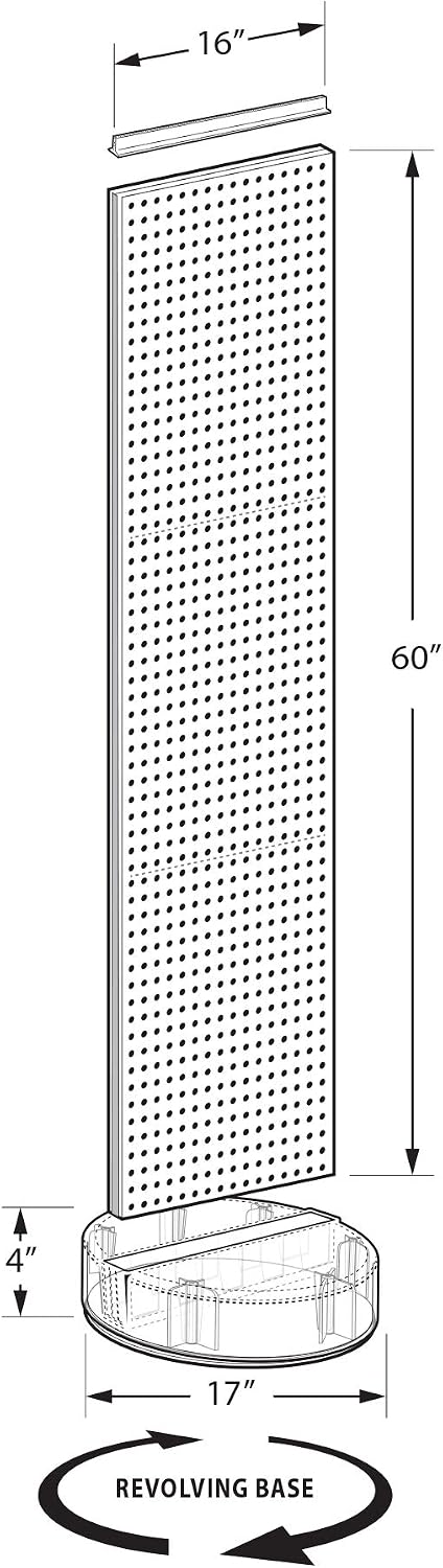 Azar Displays 700780 TWO-SIDED PEGBOARD FLOOR DISPLAY W/C-CHANNEL SIDES ON REVOLVING ROUND STUDIO BASE. PANEL SIZE: 16'W X 60'H, (Pink Blossom)