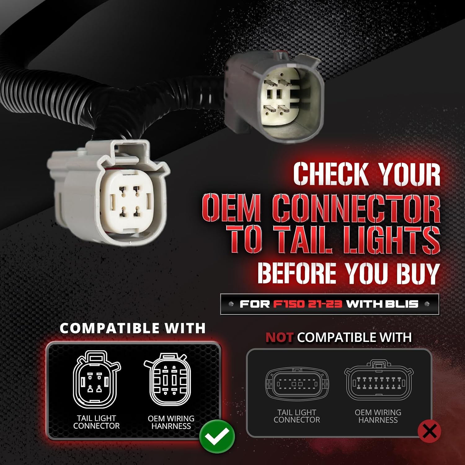 OPT7 Dynamic Taillight for F150 2021-2023 w/OE Halogen Taillights & Blind Spot Monitor – Redline 60' Rigid 1-Piece Triple Row LED Truck Tailgate Light Bar w/Sequential Amber Turn + Plug'n'Play Harness