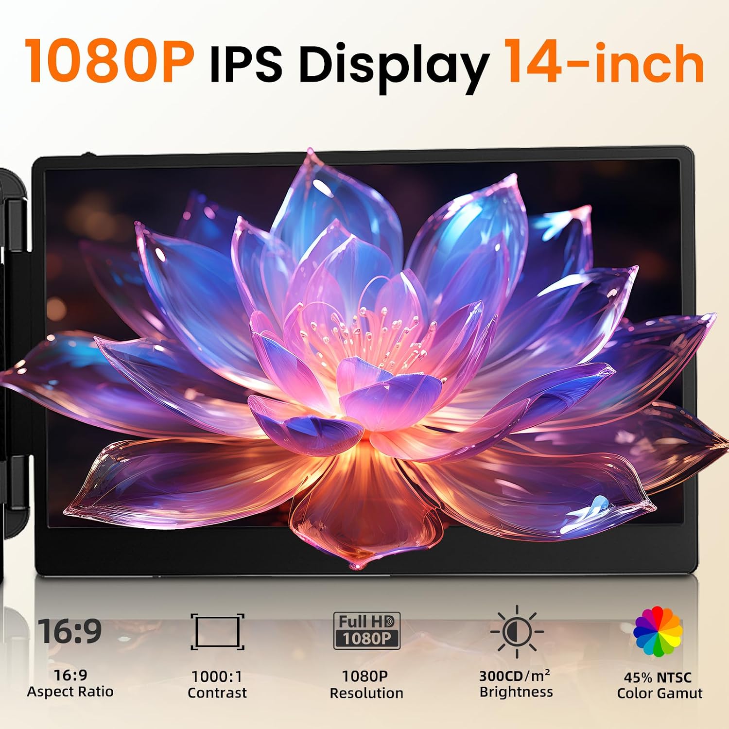 Laptop Screen Extender 14' Portable Monitor FHD 1080P IPS Laptop Monitor Extender for 13-17' Laptops, with USB-C/HDMI Port, for Windows/Mac/Android/Switch/PS5