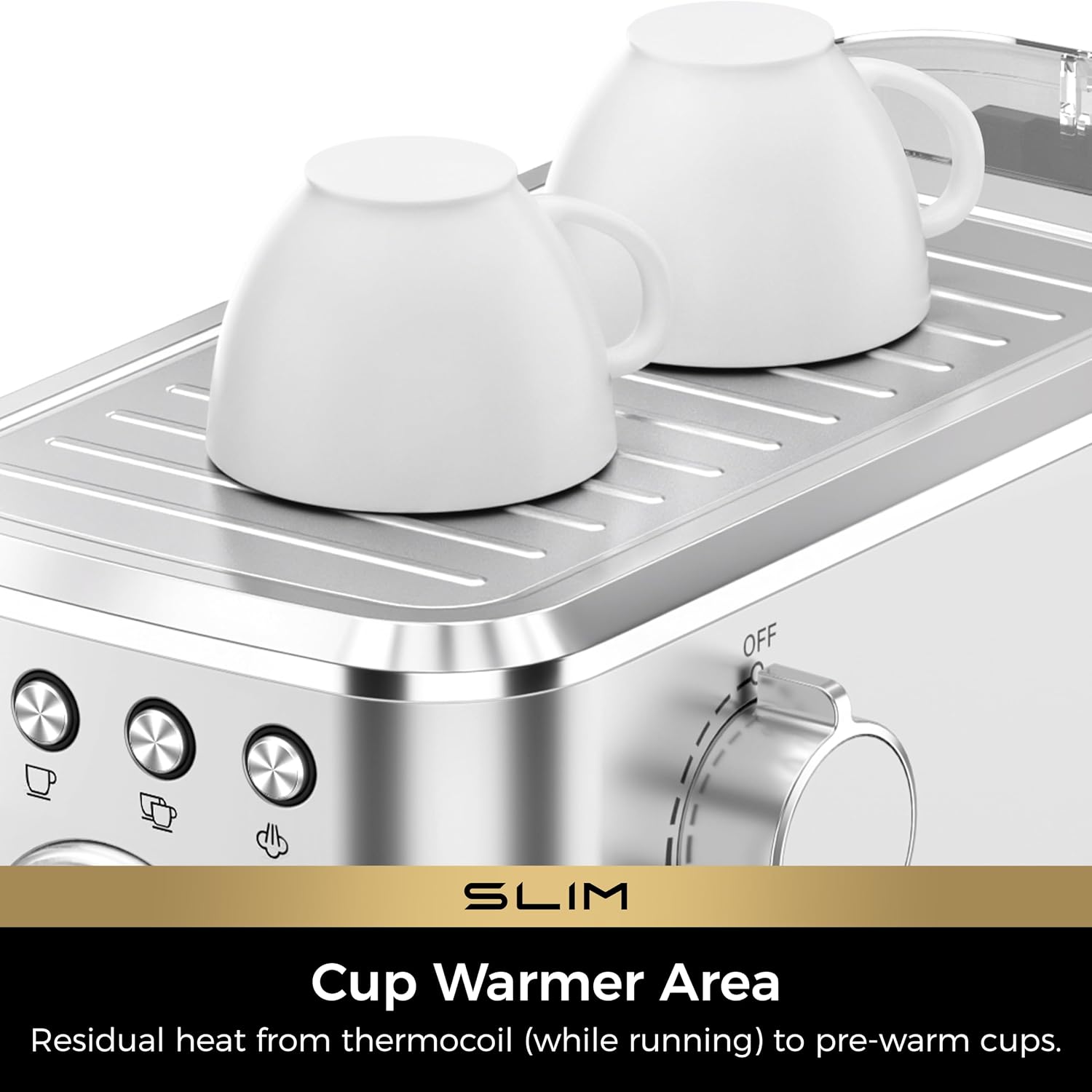 CHULUX Slim Espresso Machine with Milk Frother, 20 Bar Professional Italian Pump Espresso Coffee Machine for Home Cappuccino & Latte Maker, Stainless Steel, Silver