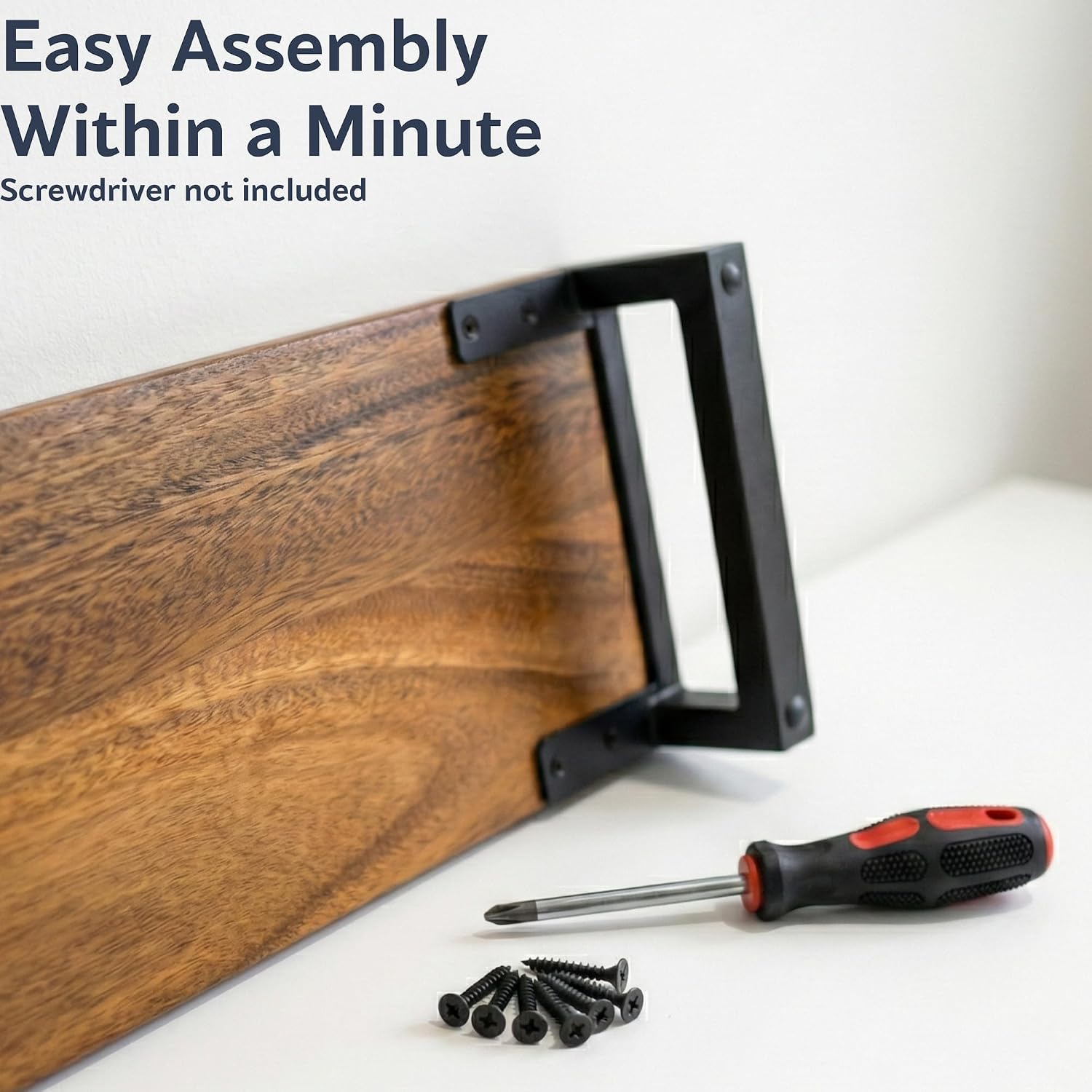Dual Monitor Stand Riser for Desk – 40' Wide Walnut Solid Wood Desk Riser with Metal U-Legs, Scratch-Resistant, Hassle-Free Assembly