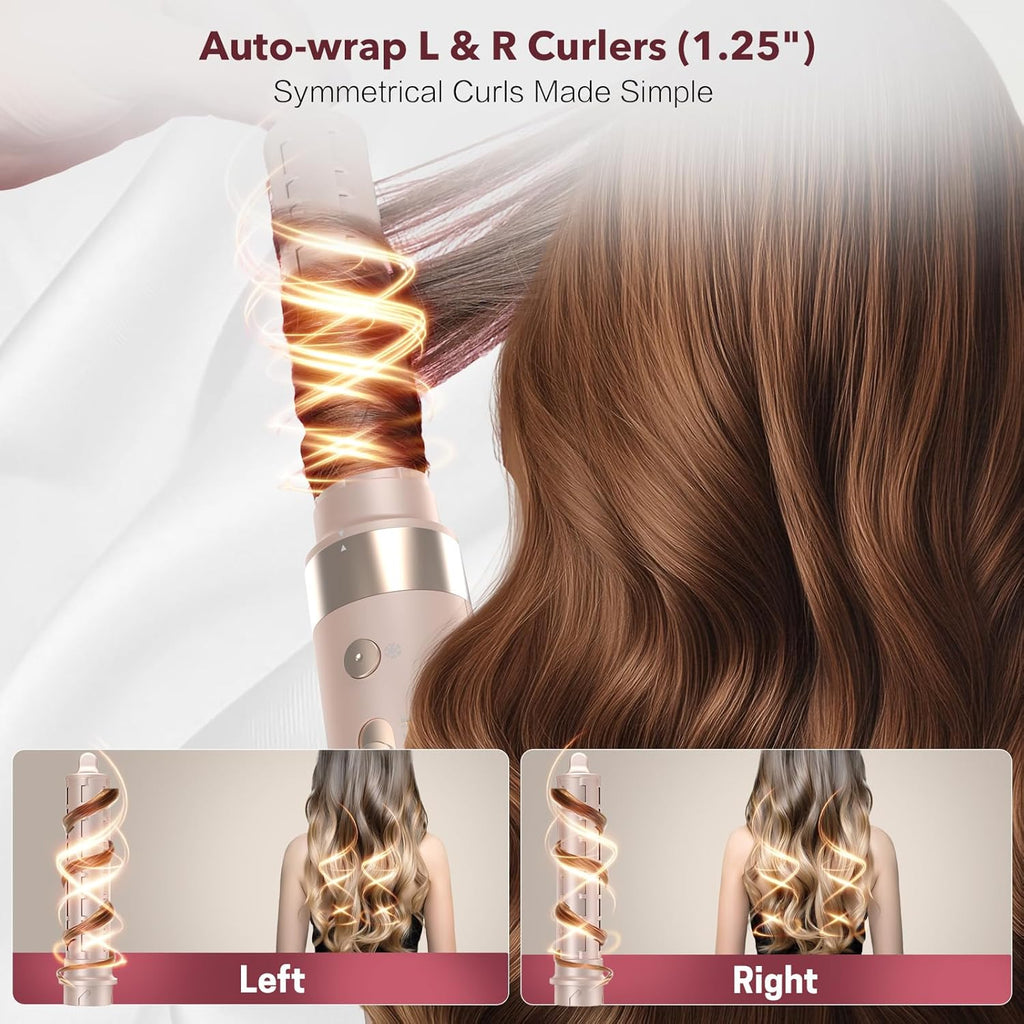 StyleVibe 6-in-1 Air Styler, Dual Voltage Hair Dryer & Blow Dryer Brush with Travel Case - Auto Wrap Curls (L/R), Fast Drying, Thermal Brush for Blowouts & Frizz-Free Volume, No Heat Damage