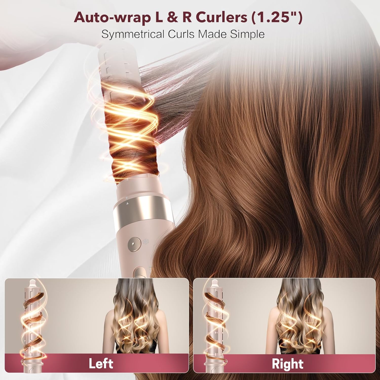 StyleVibe 6-in-1 Air Styler, Dual Voltage Hair Dryer & Blow Dryer Brush with Travel Case - Auto Wrap Curls (L/R), Fast Drying, Thermal Brush for Blowouts & Frizz-Free Volume, No Heat Damage