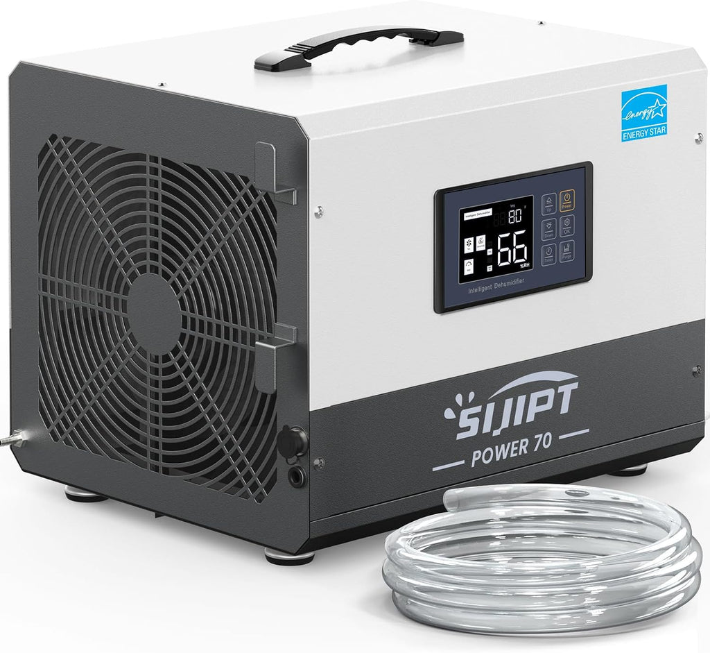 Crawl Space Dehumidifier with Pump, 70 Pints Energy Star Commercial Dehumidifiers for Basement and Home, Compact Dehumidifier for Spaces up to 1000 Sq Ft with Auto Defrost, Memory Starting