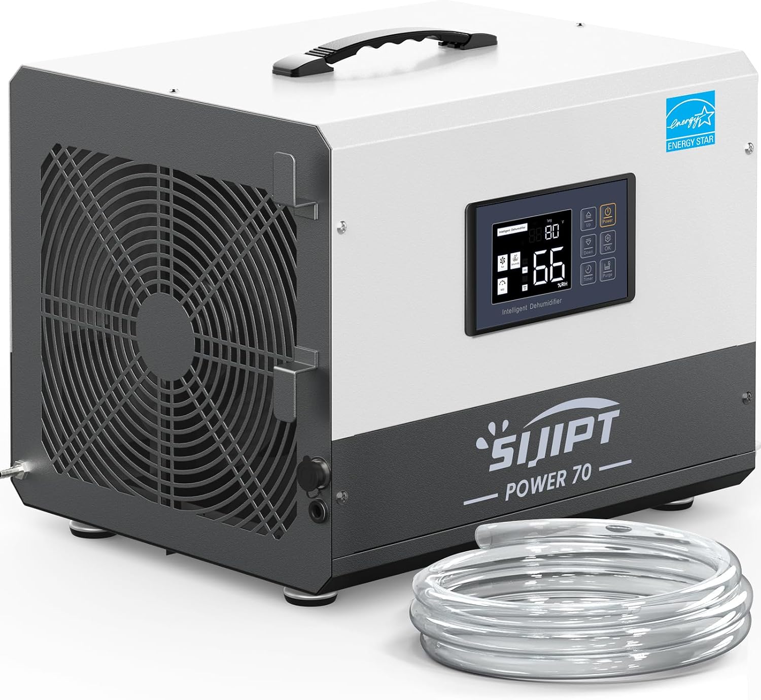 Crawl Space Dehumidifier with Pump, 70 Pints Energy Star Commercial Dehumidifiers for Basement and Home, Compact Dehumidifier for Spaces up to 1000 Sq Ft with Auto Defrost, Memory Starting
