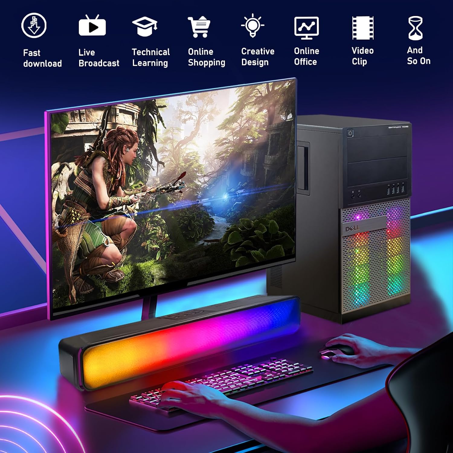 Dell Optiplex 7020 Gaming Desktop PC, Intel Core i7 4th Gen 3.4GHz, GeForce GT 1030 2GB, 16GB RAM, 512GB SSD, HDMI, DVI, VGA, New Keyboard, Mouse, Wi-Fi, Windows 11 Pro (Renewed)
