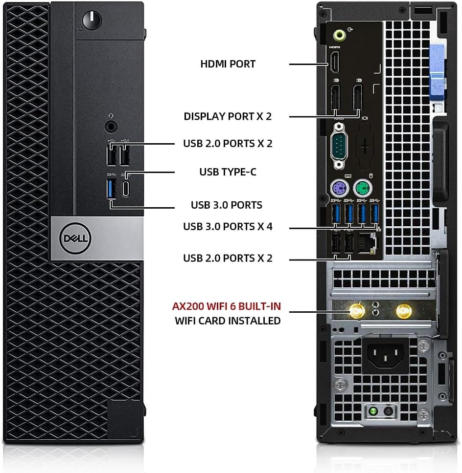 Dell OptiPlex 7050 Desktop Computers PC,Intel Core i7-7700 3.6GHz,32GB Ram New 1TB M.2 NVMe SSD+2TB HDD,Intel AX200 Built-in WiFi 6,Bluetooth 5.2, HDMI,Refurbished Computer,Windows 10 Pro (Renewed)