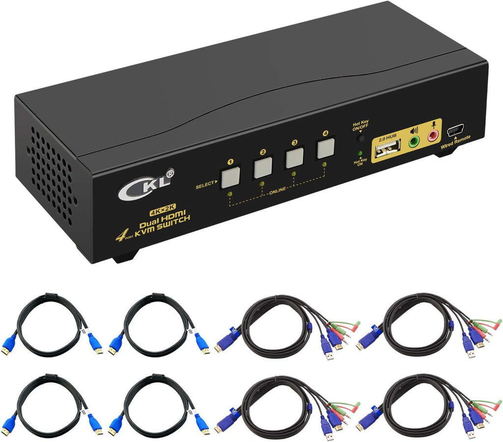 CKL HDMI KVM Switch 4 Port Dual Monitor Extended Display (CKL-942HUA)