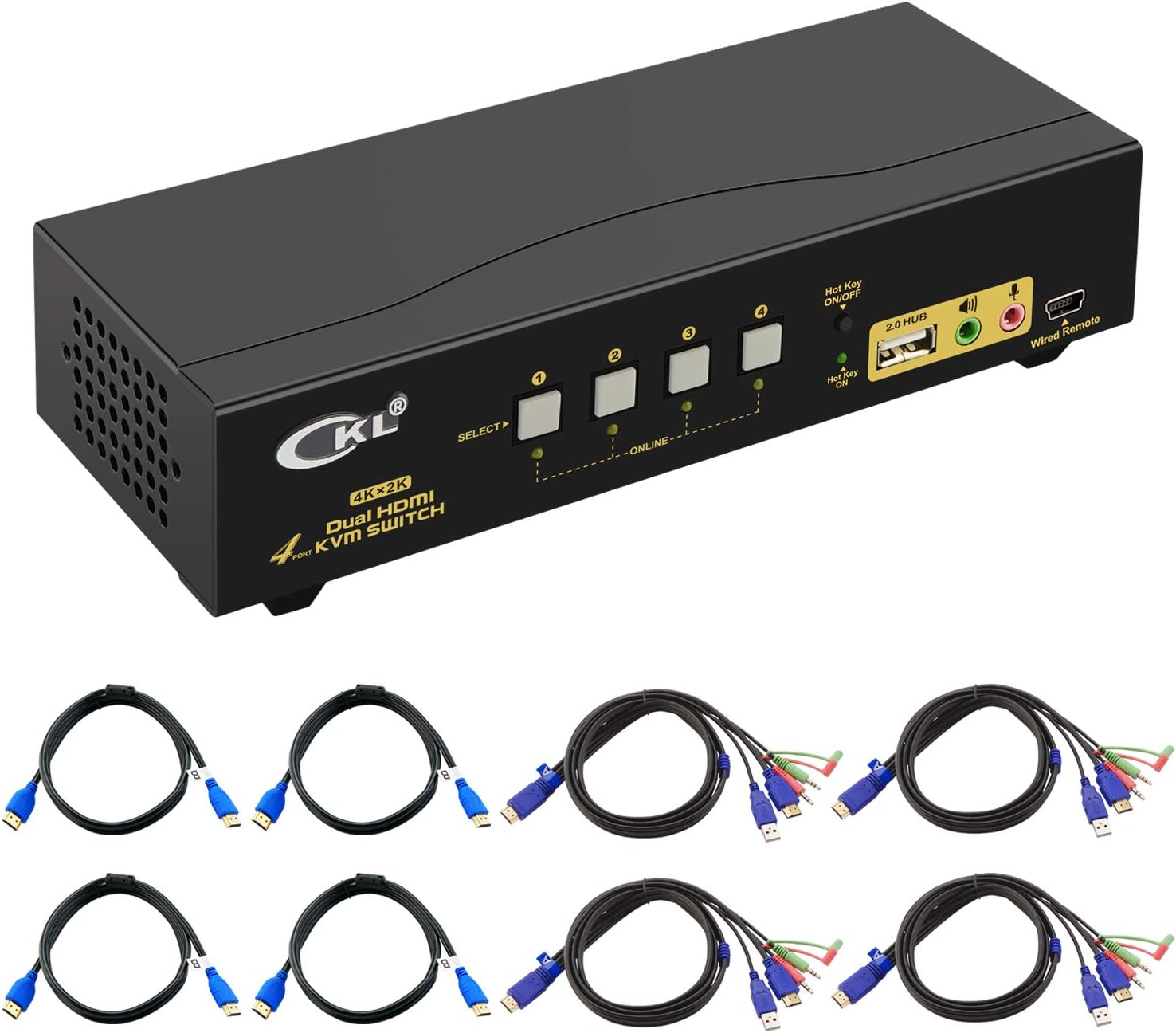 CKL HDMI KVM Switch 4 Port Dual Monitor Extended Display (CKL-942HUA)