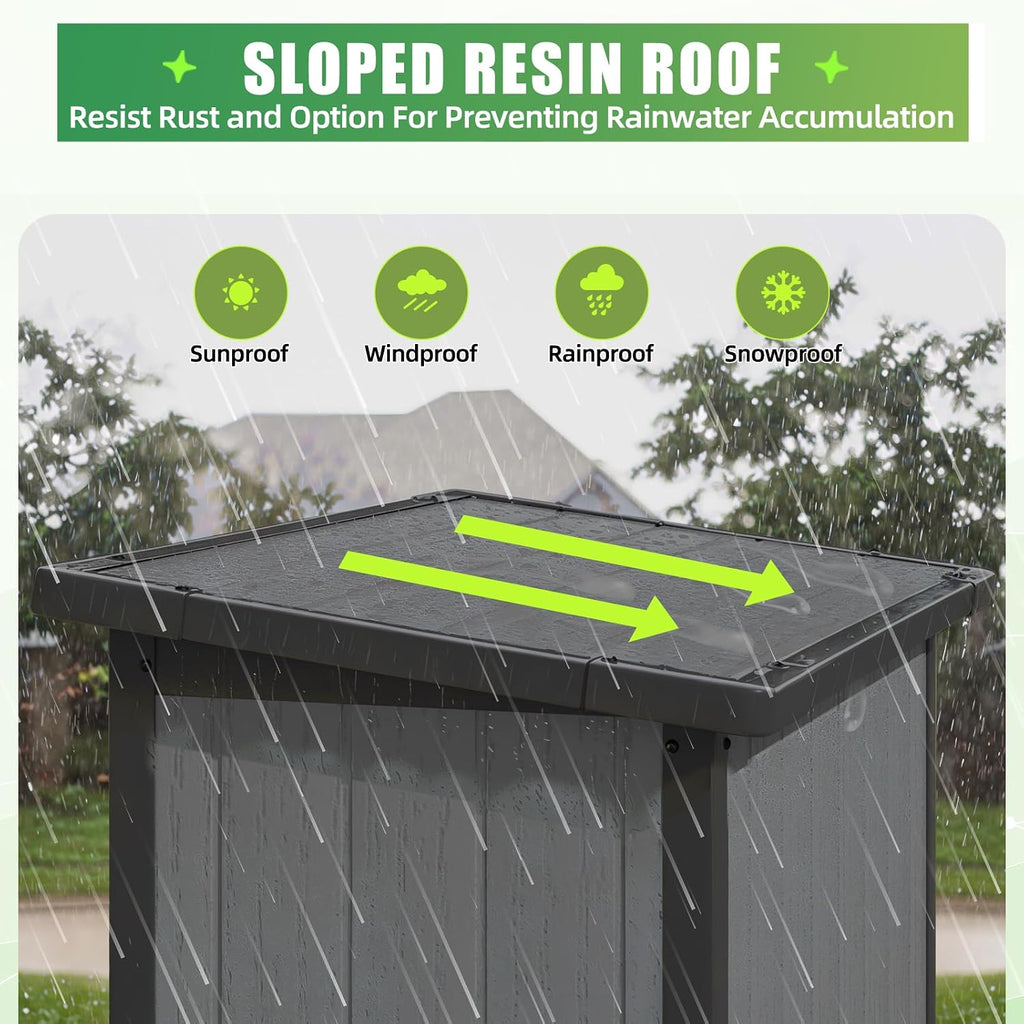 U-MAX Resin Outdoor Storage Cabinet Waterproof with Adjustable Shelves, Vertical Tall Plastic Storage Shed with Reinforced Floor, All Weather Sheds & Outdoor Storage Clearance with Base for Outside