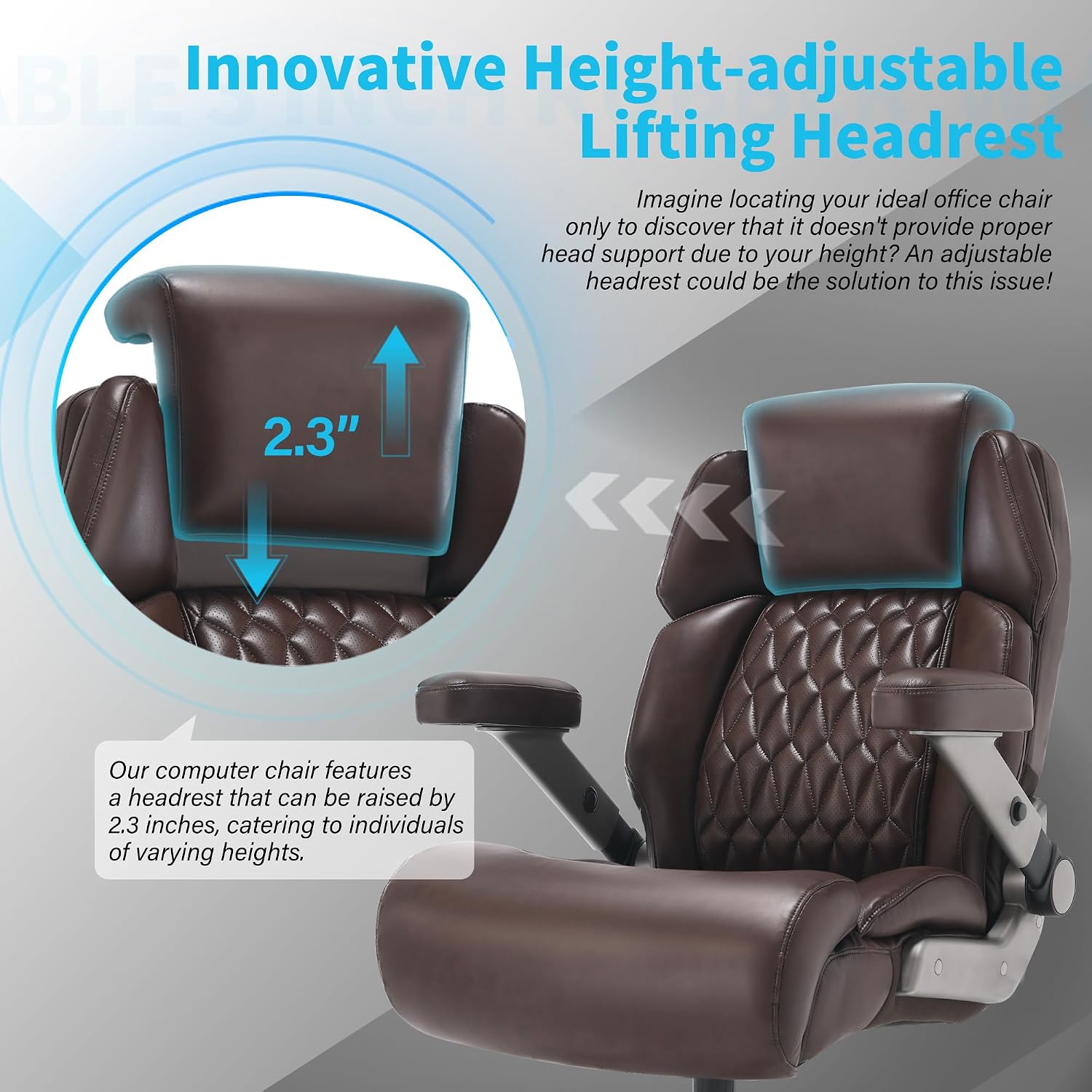 Big and Tall Office Chair 700lbs - Adjustable Headrest&Lumbar Support, 3D Flip Arms, Large Wheels &Heavy Duty Metal Base, Ergonomic High Back Computer Chair Desk Chair, Thick Padded Extra Wide Seat