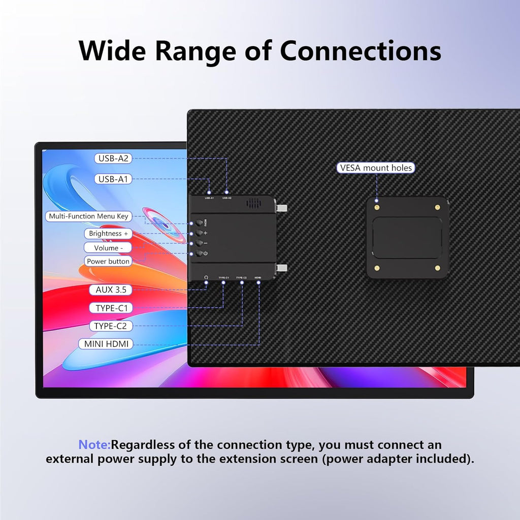 23.8' Large Portable Monitor, 2.5K QHD 180Hz Laptop Screen Extender, 150% RGB 178° IPS, Speakers & USB Hub for Office/Gaming with Kickstand, Travel Monitor for Laptop/PC/Mac/Xbox, VESA USB-C & HDMI
