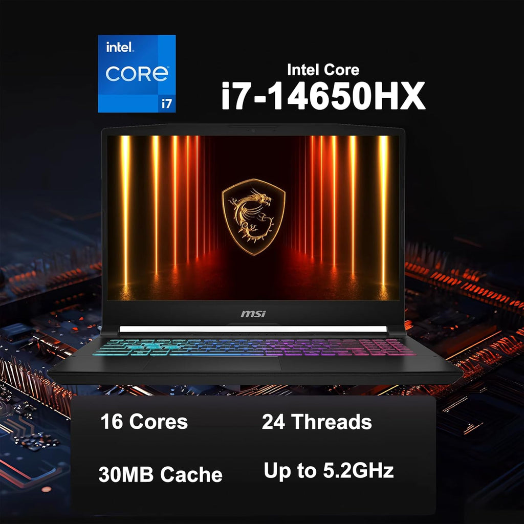 msi Katana 15.6' 165Hz QHD Gaming Laptop Computer, 14th Gen Intel Core i7-14650HX, NVIDIA Geforce RTX 5070, 16GB DDR5 RAM, 1TB NVMe SSD, RGB Keyboard, Windows 11 Pro