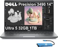 Dell Precision 3490 Mobile Workstation AI PC Laptop (14' FHD, Intel 14-Core Ultra 5 135H (> i7-1355U), 32GB DDR5 RAM, 1TB SSD) for Business, Engineer, 2x Thunderbolt 4, RGB Webcam, IST HUB, Win 11 Pro