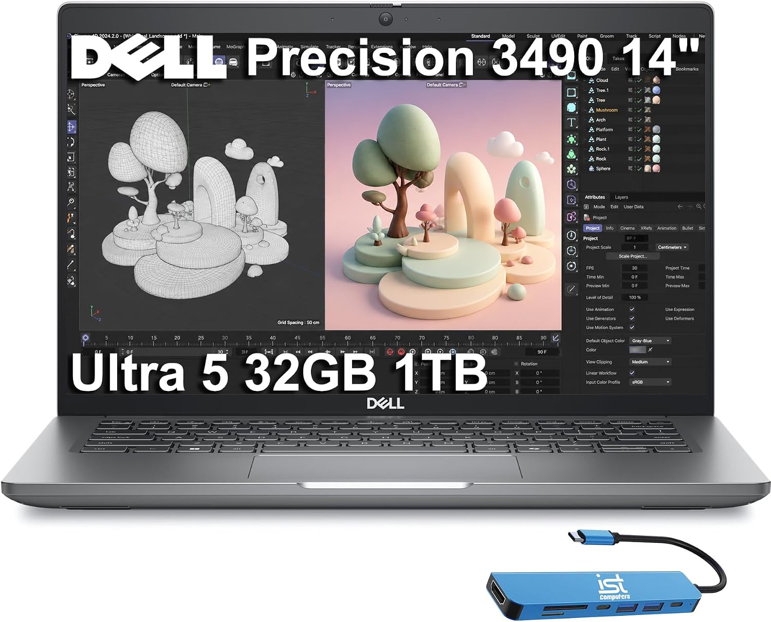 Dell Precision 3490 Mobile Workstation AI PC Laptop (14' FHD, Intel 14-Core Ultra 5 135H (> i7-1355U), 32GB DDR5 RAM, 1TB SSD) for Business, Engineer, 2x Thunderbolt 4, RGB Webcam, IST HUB, Win 11 Pro