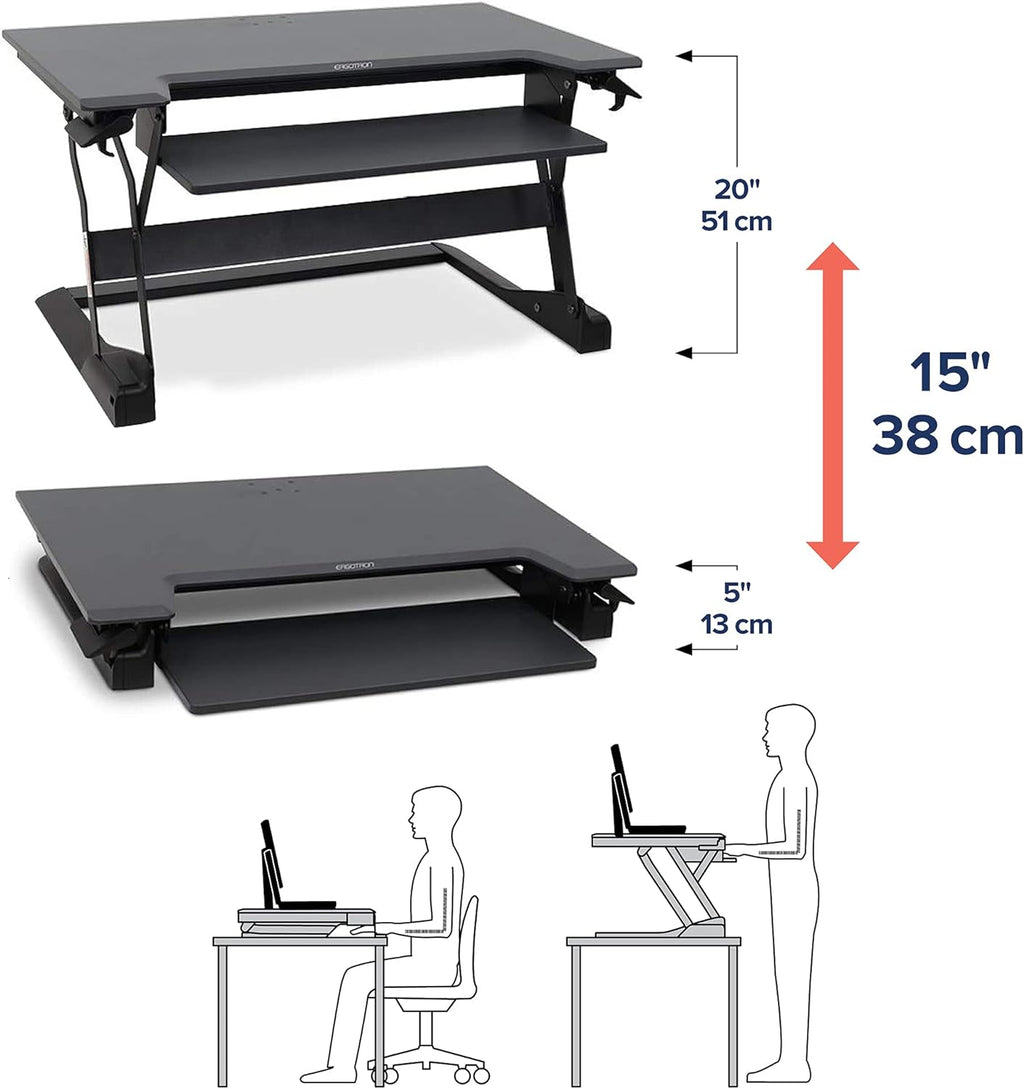 Ergotron – WorkFit-TL Standing Desk Converter and WorkFit Single Monitor Kit HD, Sit Stand Desk Riser for Tabletops – for Monitors Up to 30 inches, 16 to 28 lbs – Black