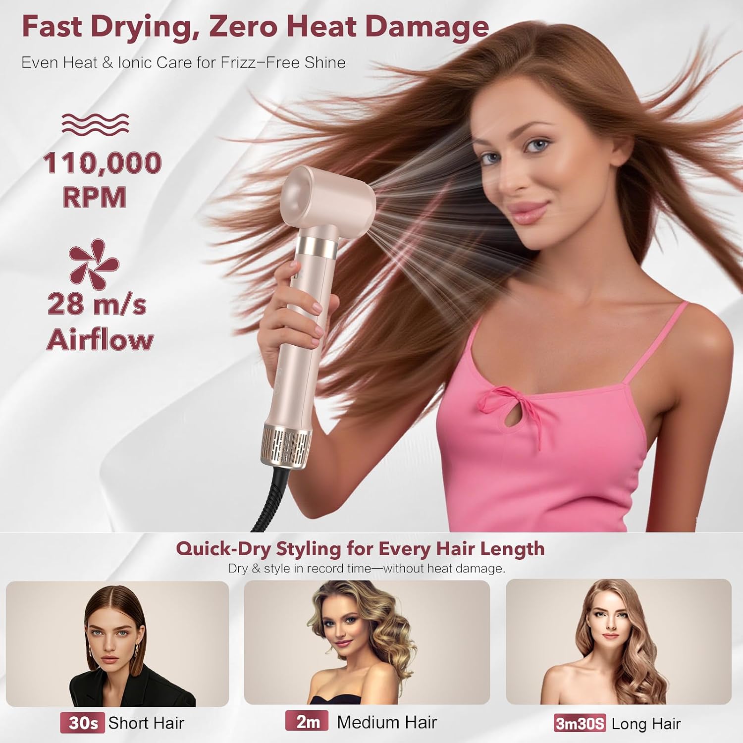 StyleVibe 6-in-1 Air Styler, Dual Voltage Hair Dryer & Blow Dryer Brush with Travel Case - Auto Wrap Curls (L/R), Fast Drying, Thermal Brush for Blowouts & Frizz-Free Volume, No Heat Damage