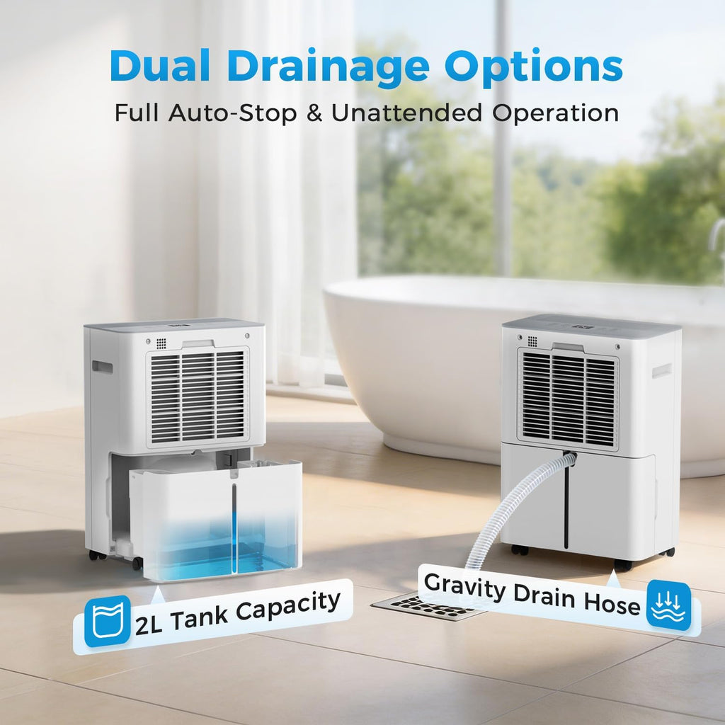 2500 sq.ft Dehumidifier for Home and Basement,Max 34 Pints Dehumidifier with Drain Hose,Ultra Quiet with Auto Defrost,Three Modes,Intelligent Dehumidifier for Bedroom,Bathroom,Large Room(White)