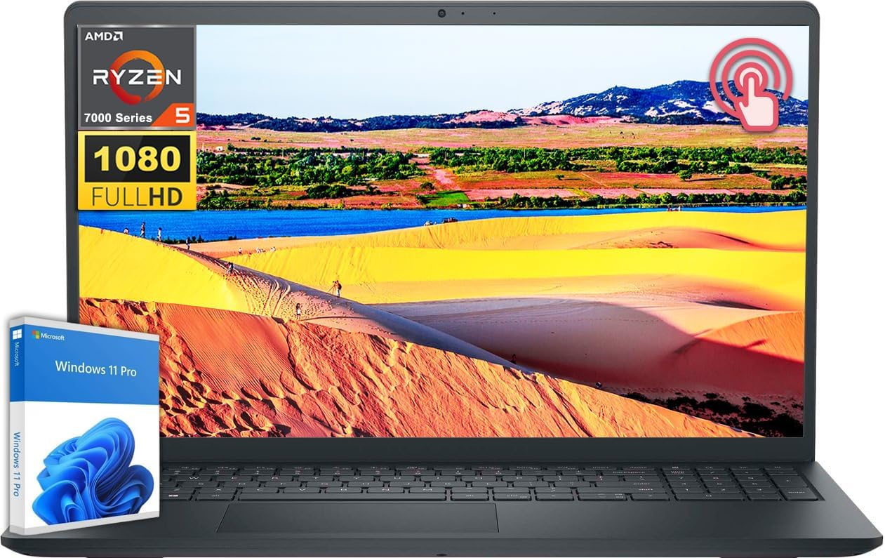 Dell Inspiron 15 3535 Touchscreen Laptop for Student & Business, 15.6 FHD Display, AMD Ryzen 5 7530U Processor, 32 GB RAM, 1 TB SSD, Wi-Fi, Windows 11 Pro & Microsoft Office Lifetime License