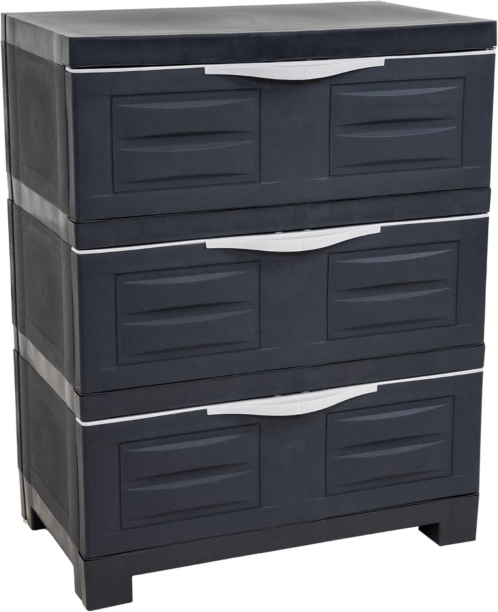 Sunnydaze 29.5' H 3-Tier Storage Cabinet with Drawers - Resin Storage Drawers Organizer - for Garage, Office, Home, Laundry Room - Charcoal