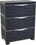 Sunnydaze 29.5' H 3-Tier Storage Cabinet with Drawers - Resin Storage Drawers Organizer - for Garage, Office, Home, Laundry Room - Charcoal