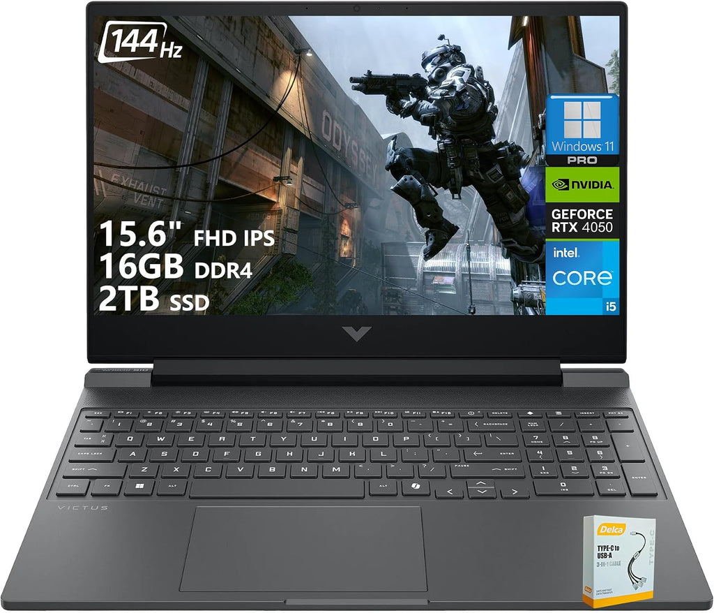 HP Victus Gaming Laptop | 15.6' FHD IPS 144Hz Anti-Glare | Intel 8-Core i5-13420H (>i7-12650H) | 16GB DDR4 2TB SSD | GeForce RTX 4050 6GB | Backlit Type-C WiFi 6 Fast Charge Win11 Pro w/DLCA Accessory