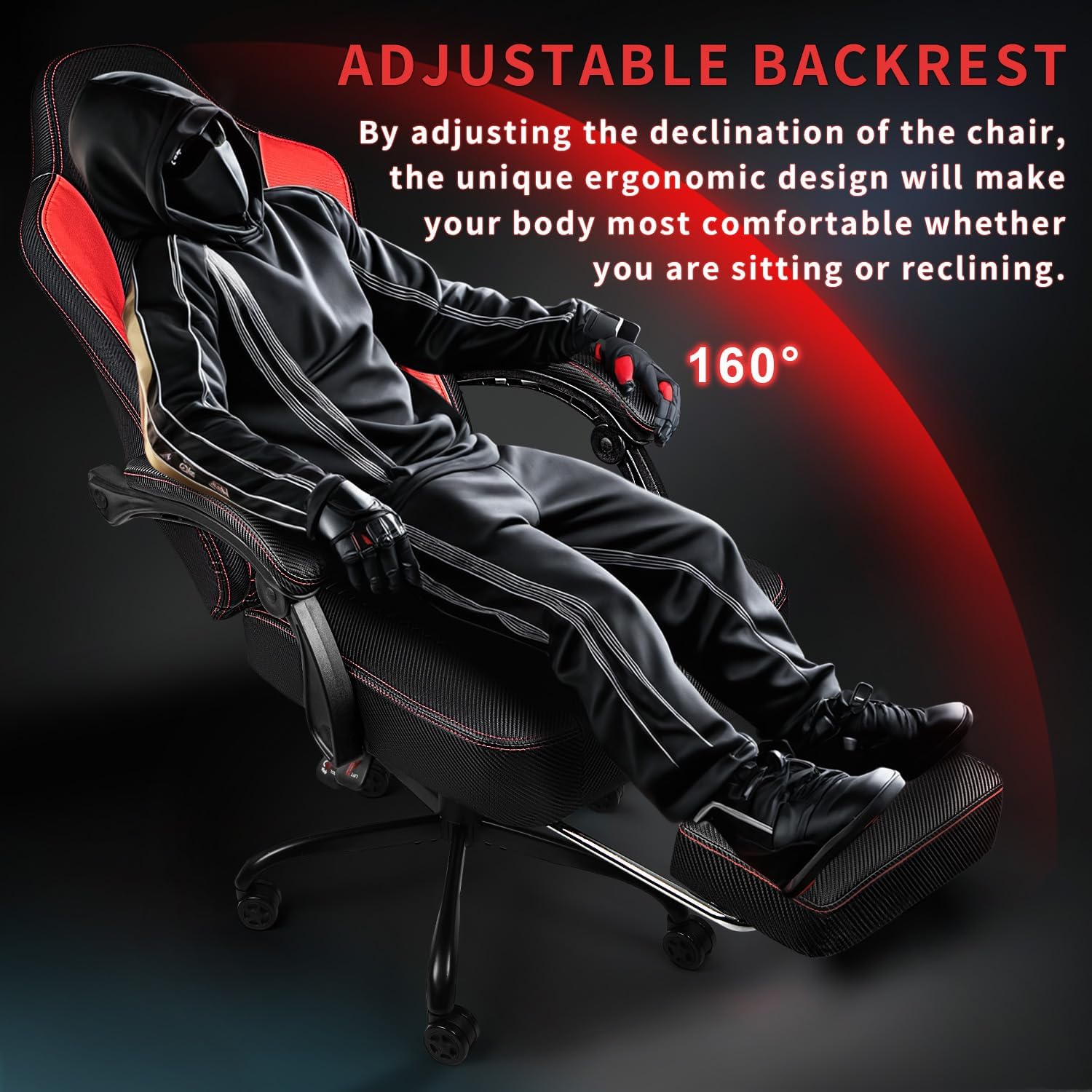 LEMBERI Big and Tall Gaming Chair 400lb Weight Capacity,Gamer Chairs for Adults,Video Game Chair wth Footrest,Racing Style Computer Gamer Chair with Headrest and Lumbar Support (Red)