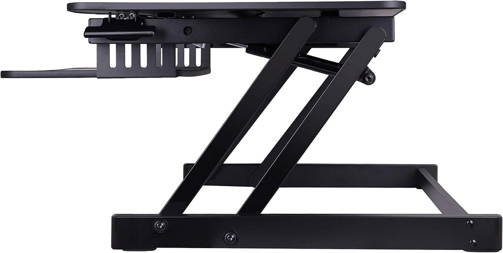 Rocelco 32' Height Adjustable Standing Desk Converter - Slide Out Retractable Keyboard Tray - Sit Stand Up Double Monitor Riser - Dual Piston Lift Assist Tabletop Computer Workstation - Black (R ADRB)