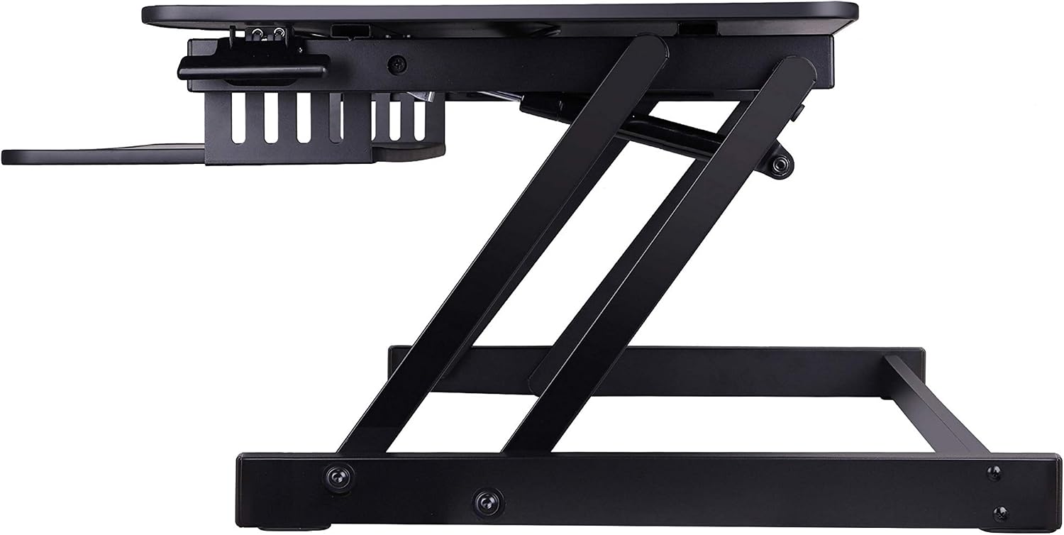 Rocelco 32' Height Adjustable Standing Desk Converter - Slide Out Retractable Keyboard Tray - Sit Stand Up Double Monitor Riser - Dual Piston Lift Assist Tabletop Computer Workstation - Black (R ADRB)