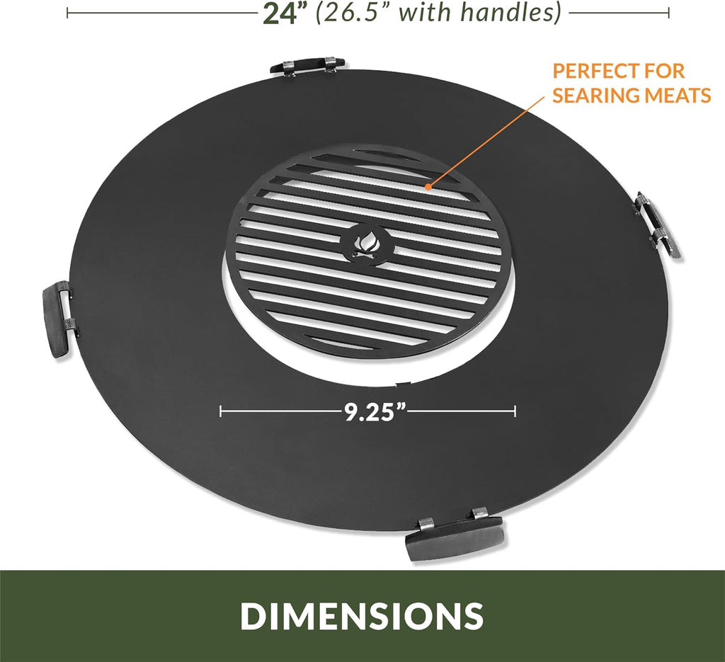 24' Round Cooking Grate, Universal Fire Pit Grill, Outdoor Campfire BBQ Grilling Mesh Grates Steel, Camping Cooking Grill and Skillet for Firepit, Burn Rack, Stove Accessories by Good Directions