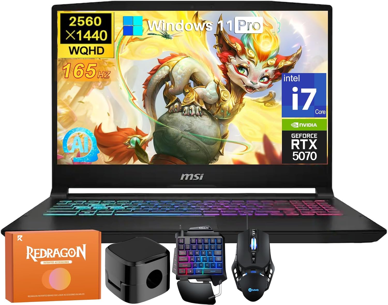 MSI Katana 15HX 15.6' Gaming Laptop, NVIDIA GeForce RTX 5070 8GB GDDR7,14th Gen Intel Core i7-14650HX, 2.5K QHD Display, 32 GB DDR5 RAM, 1 TB SSD, RGB KB, Copilot AI, Windows 11 Pro, W/Accessories