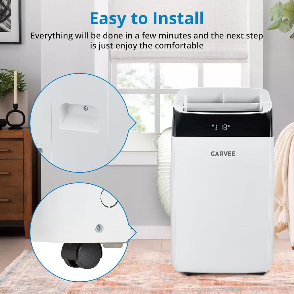 Garvee Portable Air Conditioner 3 in 1 with Remote Cool & Dual Motors & Auto Swing, 14000 BTU(ASHRAE)/10200 BTU (SACC), Dehumidifier & Fan Modes For Home Up To 750 Sq.Ft