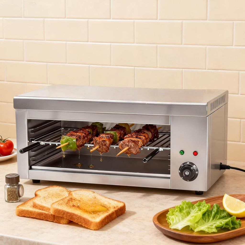 Family Indoor Electric Grill, 2000W & 30L With 4 Adjustable Racks - Healthy No-Smoke Grilling, 50-300°C Thermostat, Stainless Steel, Perfect For Roasts And BBQ